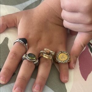 Elegant Silver and Gold Ring Set